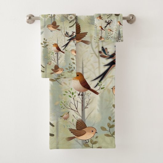 Kunstillustratie van moderne simplistische vogels bad handdoek (Insitu)