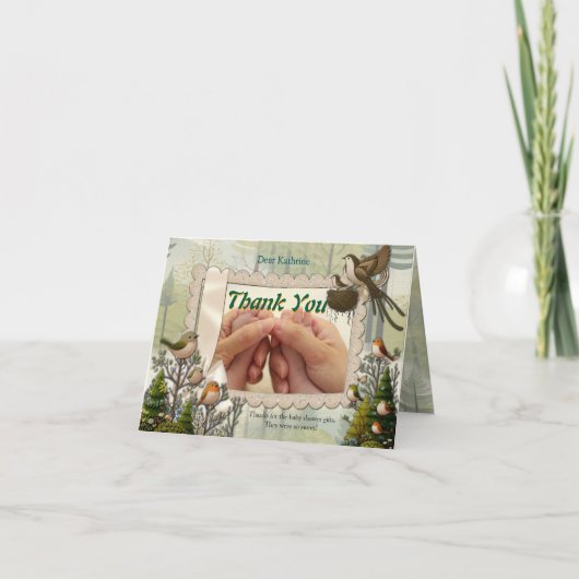 Kunstillustratie van moderne simplistische vogels bedankkaart (Voorkant)