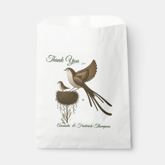 Kunstillustratie van moderne simplistische vogels bedankzakje (Voorkant)
