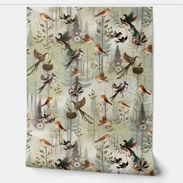 Kunstillustratie van moderne simplistische vogels behang