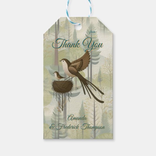 Kunstillustratie van moderne simplistische vogels cadeaulabel (Voorkant)