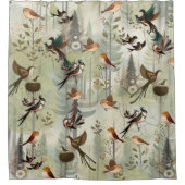 Kunstillustratie van moderne simplistische vogels douchegordijn (Voorkant)