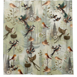 Kunstillustratie van moderne simplistische vogels douchegordijn
