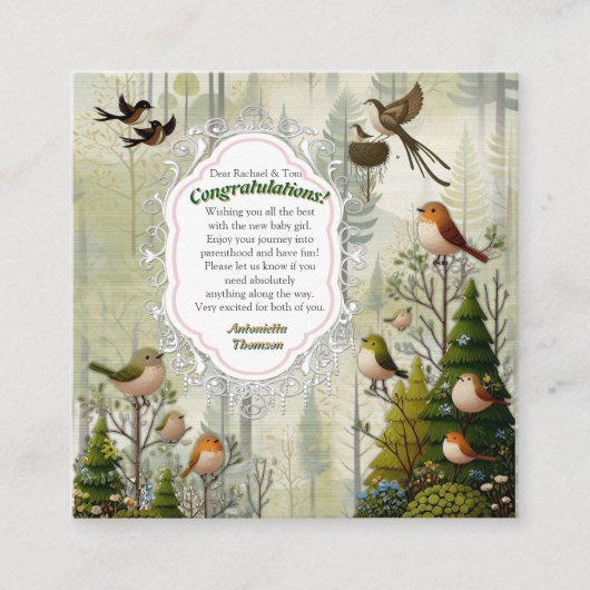 Kunstillustratie van moderne simplistische vogels informatiekaartje (Voorkant)