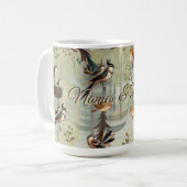 Kunstillustratie van moderne simplistische vogels koffiemok (Voorkant links)