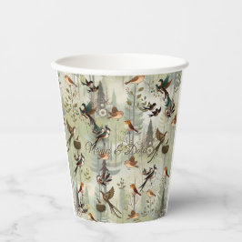 Kunstillustratie van moderne simplistische vogels papieren bekers