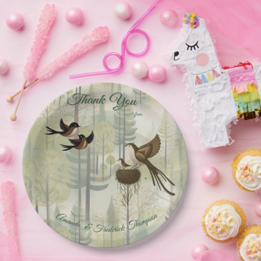 Kunstillustratie van moderne simplistische vogels papieren bordje (Feest)