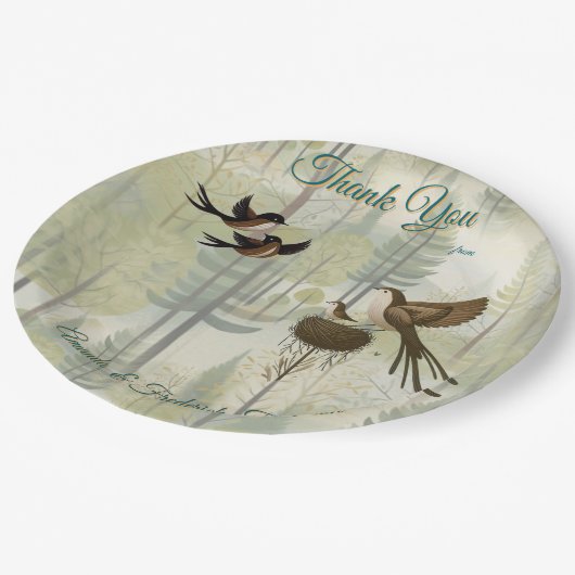 Kunstillustratie van moderne simplistische vogels papieren bordje (Gekanteld)