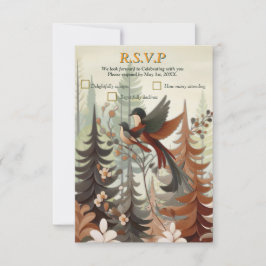 Kunstillustratie van moderne simplistische vogels RSVP kaartje