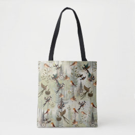 Kunstillustratie van moderne simplistische vogels tote bag