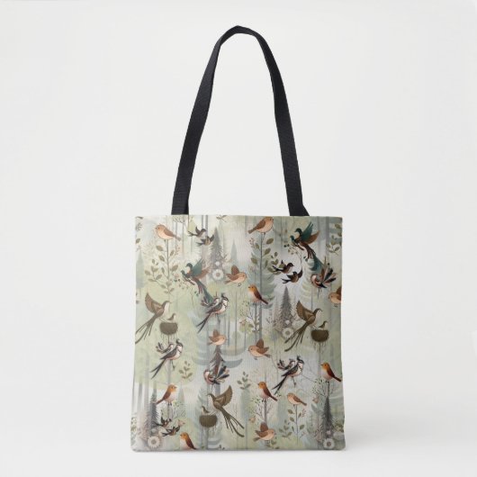 Kunstillustratie van moderne simplistische vogels tote bag (Voorkant)