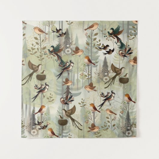 Kunstillustratie van moderne simplistische vogels wandkleed (Voorkant)