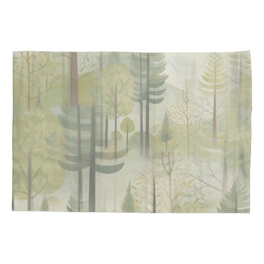 Kunstillustratie van pijnbomen in een moderne stij kussensloop (Achterkant)