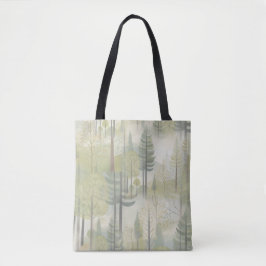 Kunstillustratie van pijnbomen in een moderne stij tote bag
