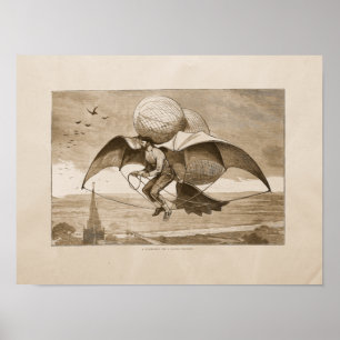 Kunstillustratie  vliegmachine poster