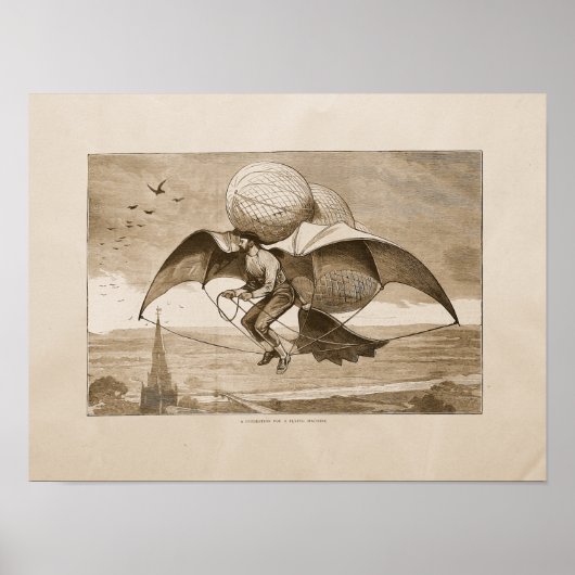 Kunstillustratie vliegmachine poster (Voorkant)