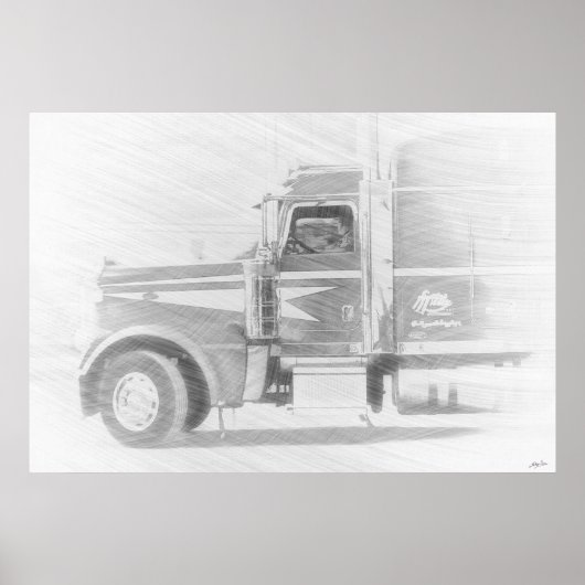 Kunstillustratie Vrachtwagen & driver Poster (Voorkant)