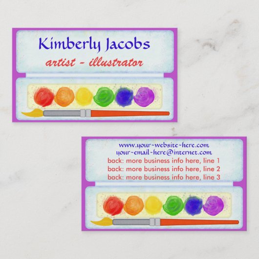 KunstIllustrator Verf Palet Kleur Paintborstel Visitekaartje (Voorkant / Achterkant)