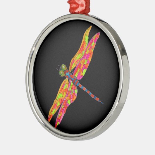 Kunstinsectenschilderij Dragonfly Metalen Ornament (Links)