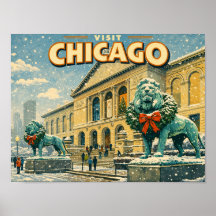 Kunstinstituut van Chicago in de winter postkaart