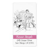 Kunstjongen van 1800 die een meisje met haar dolla etiket (Voorkant)