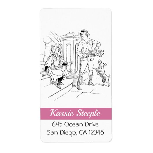 Kunstjongen van 1800 die een meisje met haar dolla etiket (Voorkant)