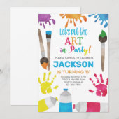 Kunstjongens verjaardagsuitnodiging, kunstfeest ui kaart (Voorkant / Achterkant)