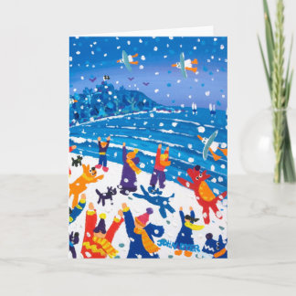 Kunstkaart: dumpen voor sneeuwvlokken feestdagen kaart