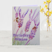 KunstKaart lavender Flower and Bee Waterverf Kaart (Gele Bloem)