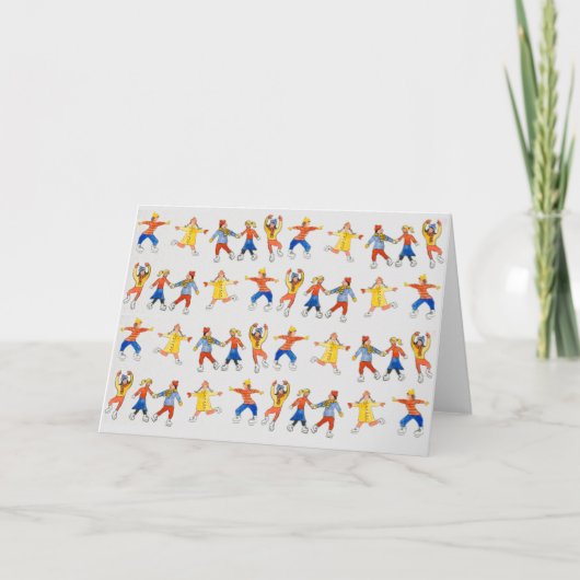 Kunstkaart met schaatsers voor liefdadigheid kaart (Voorkant)