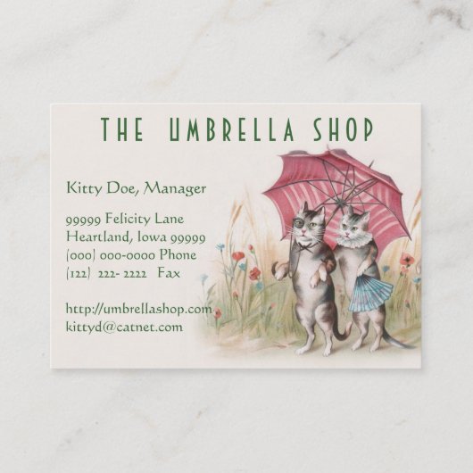   kunstkaart - Romantische katten Visitekaartje (Achterkant)