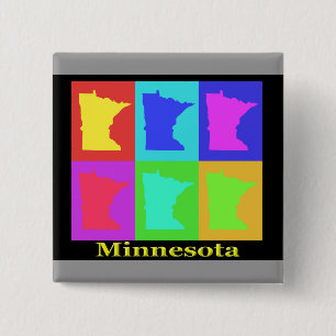 Kunstkaart van de Colorful Minnesota State Pop Vierkante Button 5,1 Cm