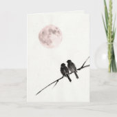 Kunstkaart Vogels Onder Blozende Maan Kaart (Voorkant)