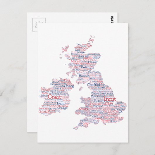 Kunstkaart voor Engeland/Groot-Brittannië Slang Wo Briefkaart (Voorkant / Achterkant)