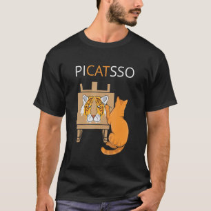 Kunstkat Picatsso Kitten schildert een Waterverf T-shirt