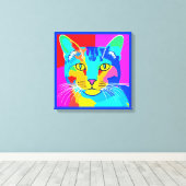 Kunstkatportret met meerdere kleuren voor Pop Canvas Afdruk (Insitu (Houten vloer))