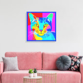 Kunstkatportret met meerdere kleuren voor Pop Canvas Afdruk (Insitu (Woonkamer))