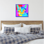 Kunstkatportret met meerdere kleuren voor Pop Canvas Afdruk (Insitu (Slaapkamer))