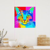 Kunstkatportret met meerdere kleuren voor Pop Poster (Keuken)