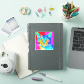 Kunstkatportret met meerdere kleuren voor Pop Sticker (iPad Cover)