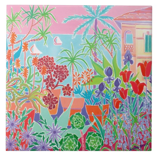 Kunstkeramische tegels: Joanne Short, Côte d'Azur  Tegeltje (Voorkant)