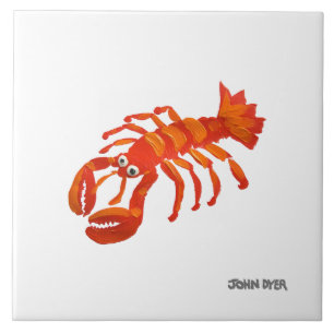 Kunstkeramische tegels: John Dyer Cornish Lobster Tegeltje