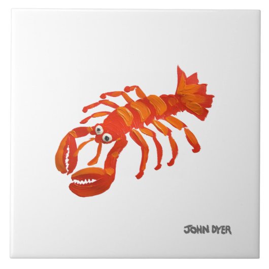 Kunstkeramische tegels: John Dyer Cornish Lobster Tegeltje (Voorkant)