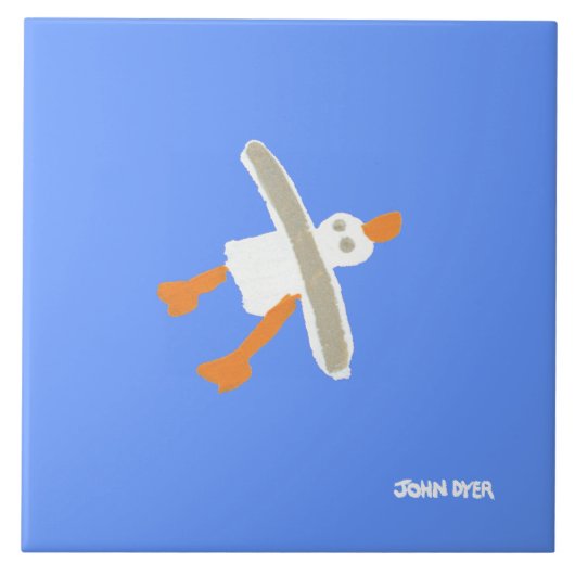 Kunstkeramische tegels: John Dyer Flying Seagull Tegeltje (Voorkant)