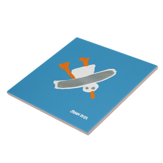 Kunstkeramische tegels: John Dyer Flying Seagull Tegeltje (Zijkant)