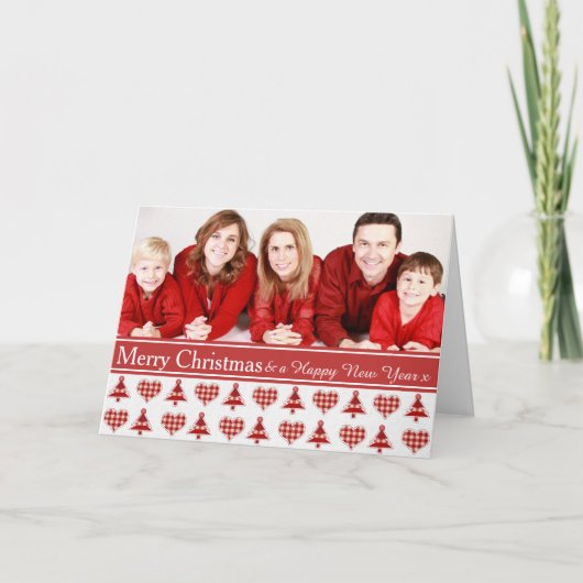 Kunstkerstbomen en kunstfoto's feestdagen kaart (Voorkant)