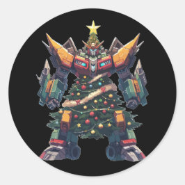 Kunstkerstboom Robot Ronde Sticker
