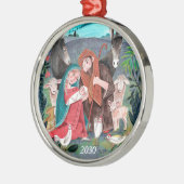Kunstkerstschildering voor de nativiteit metalen ornament (Links)