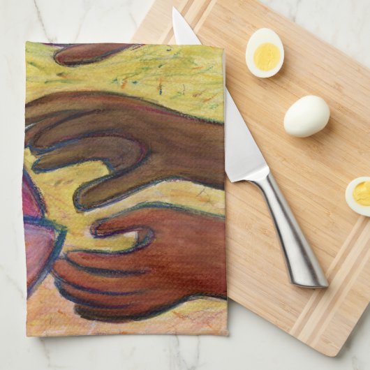 Kunstkeuken en handenliefdesdiversiteit theedoek (Quarter Fold)