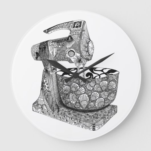 kunstkeukenmuurklokker deco mixer grote klok (Voorkant)